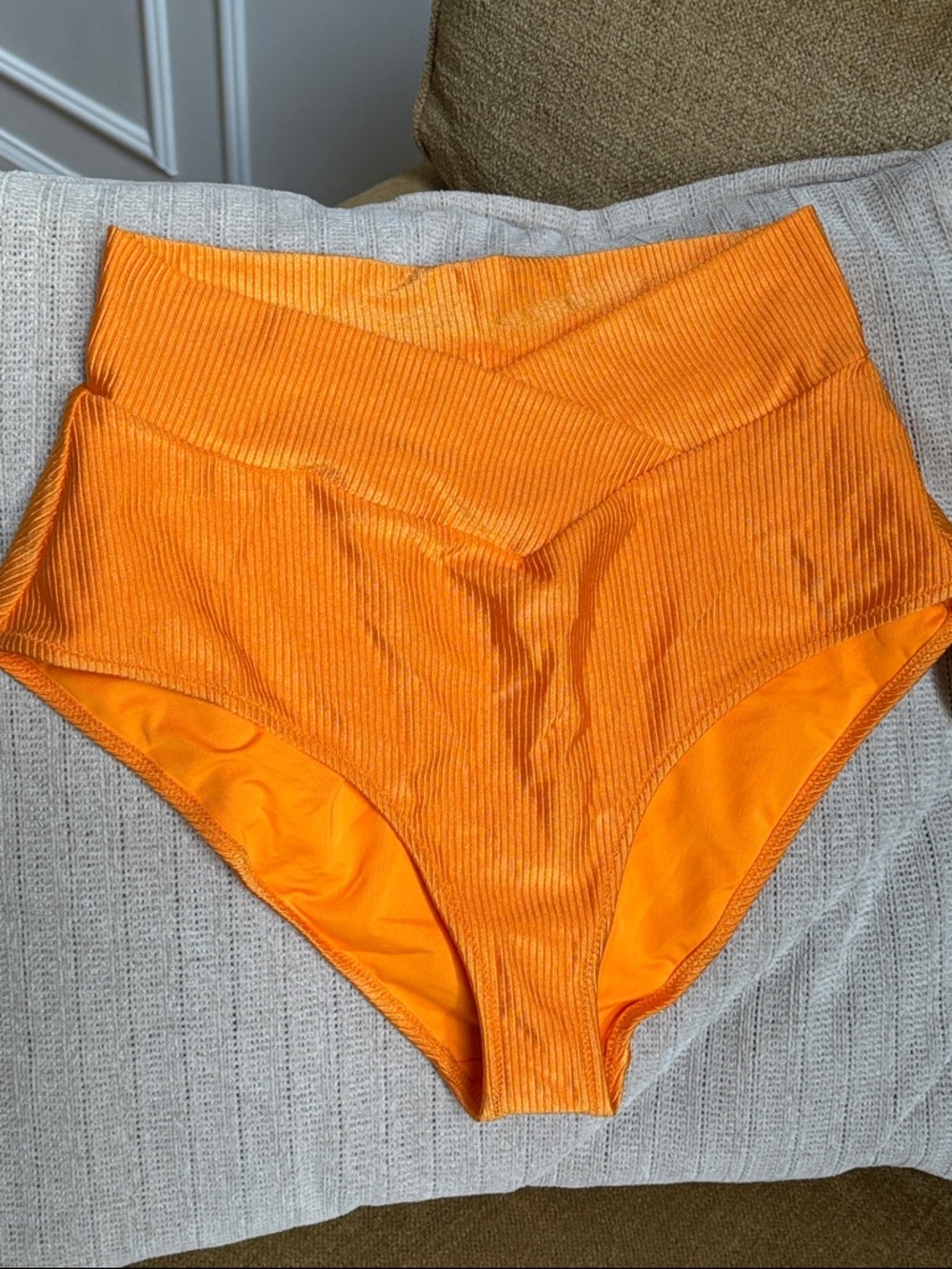 Aerie Shine Rib Crossover High Waisted Bikini Bottoms - Picture 5 of 11